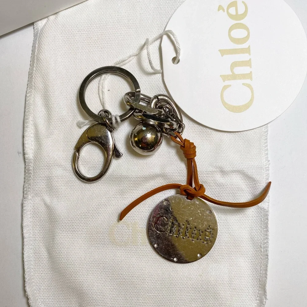 Chloe Metal w/ Leather Strap Keyring/Bag Charm Key Chain